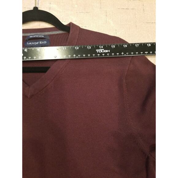 Lands End Mens Plum Purple Vneck 100% Supima Cotton  Sweater Size M - Picture 6 of 7
